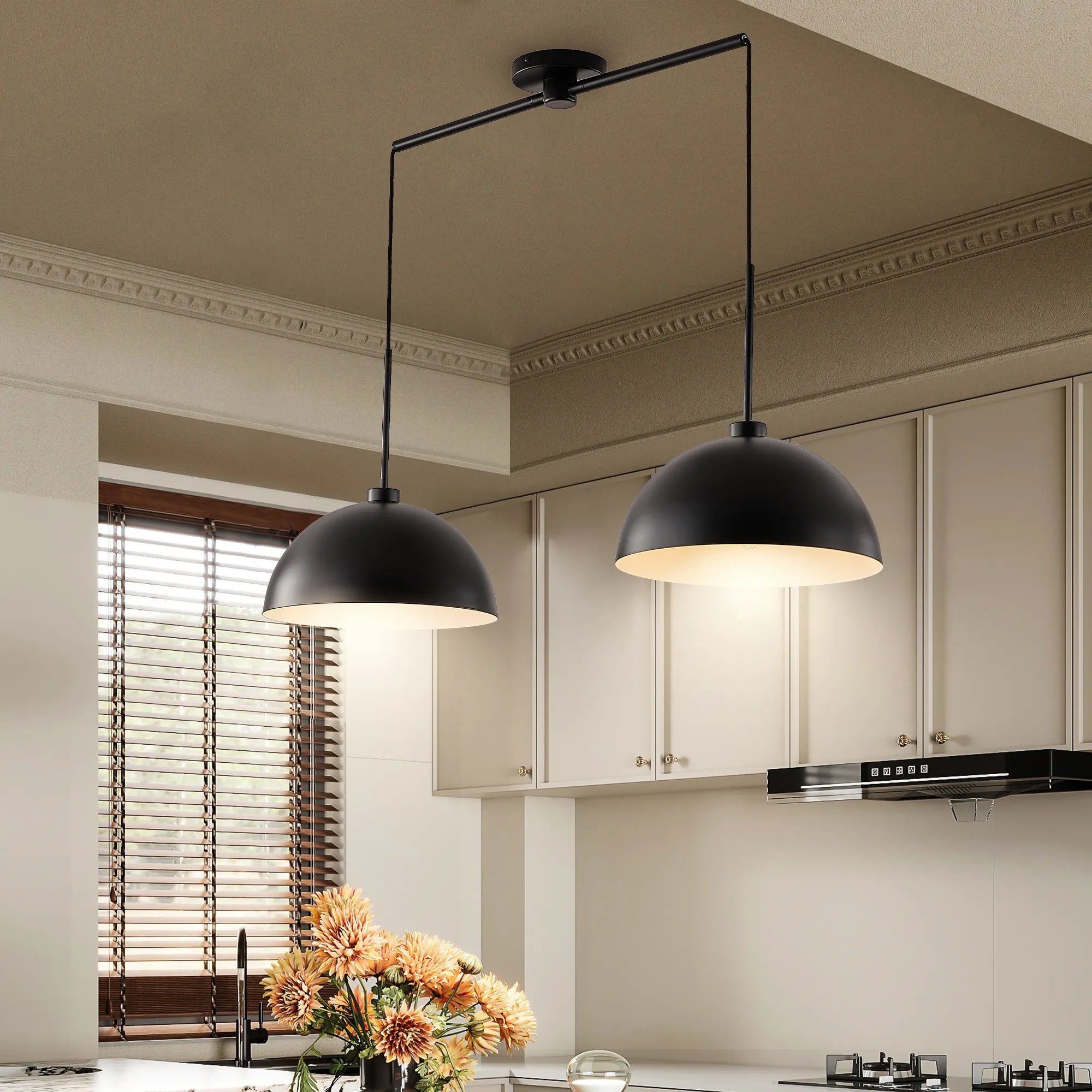 Modern Black Double Pendant Light