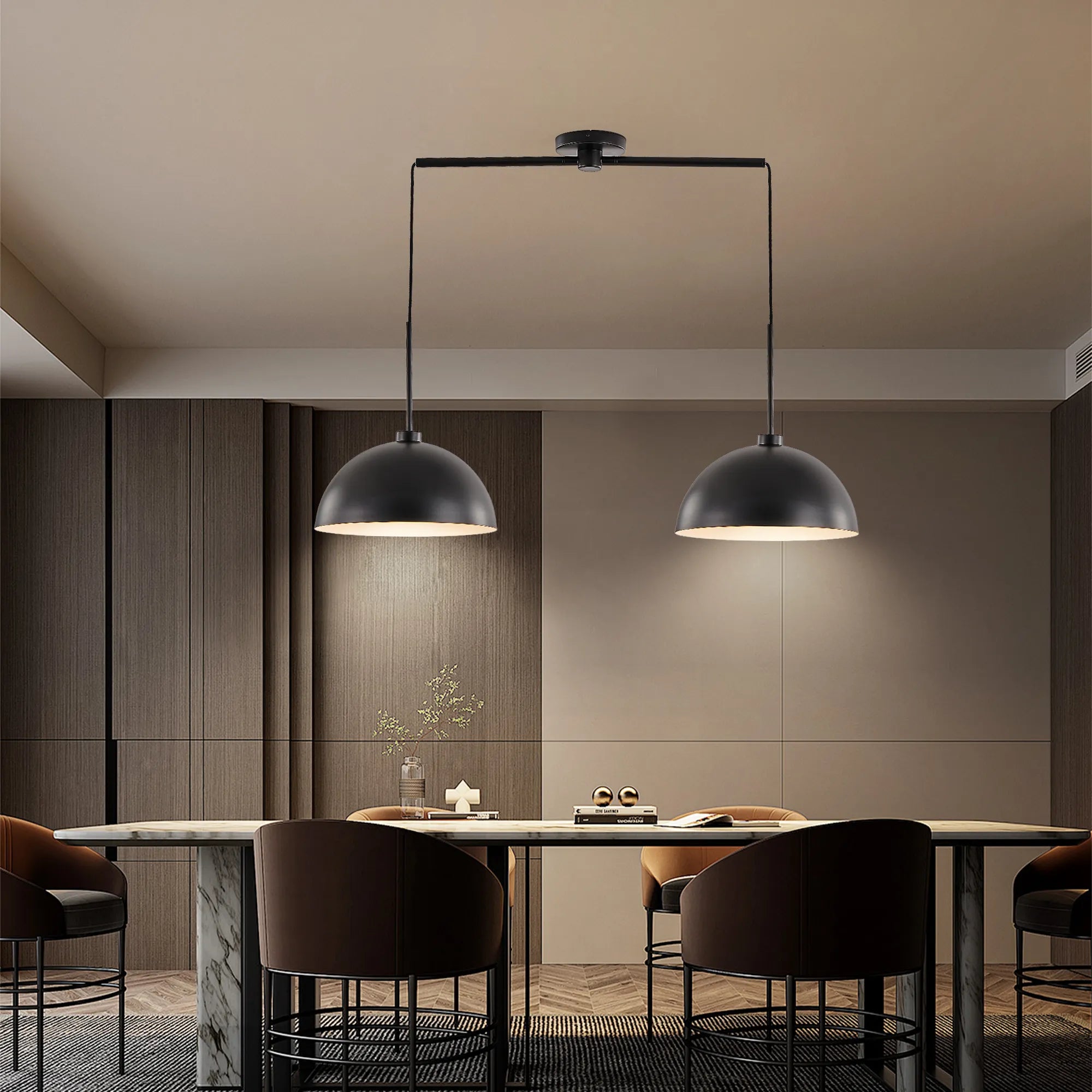 Modern Black Double Pendant Light