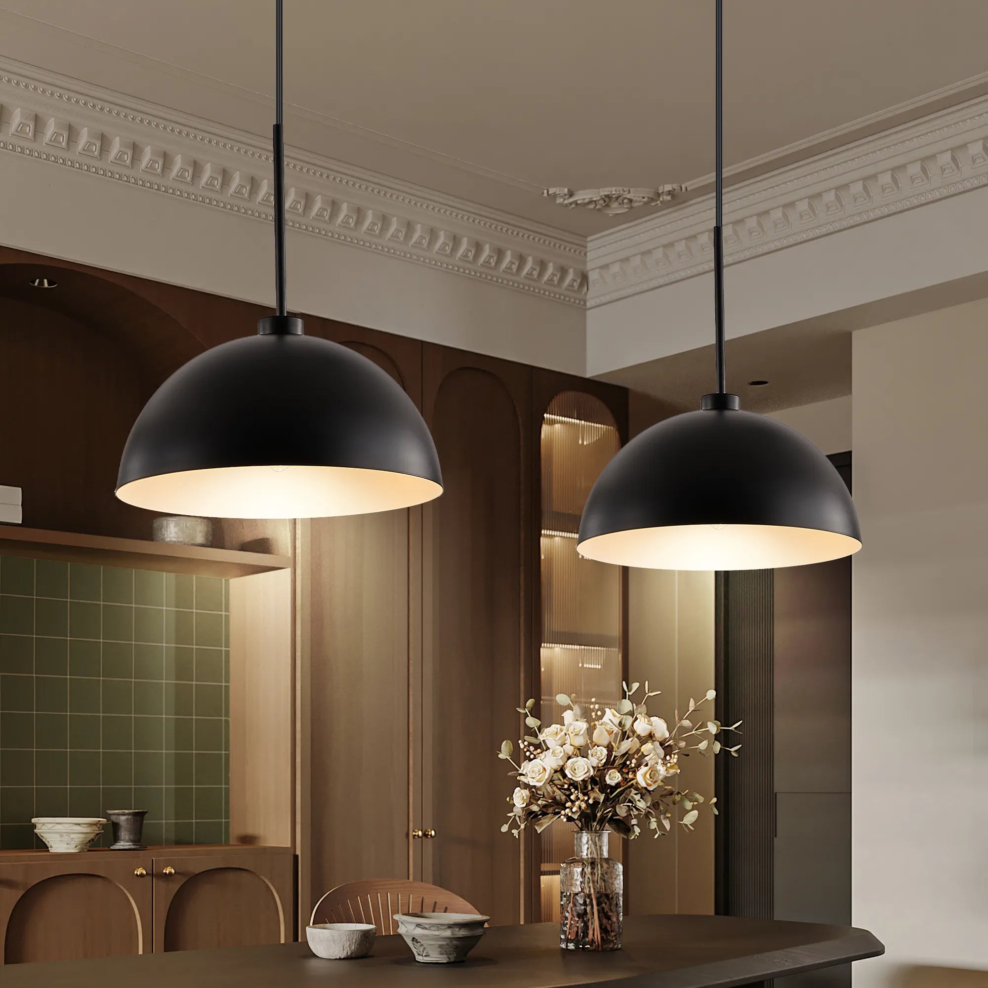 Modern Black Double Pendant Light