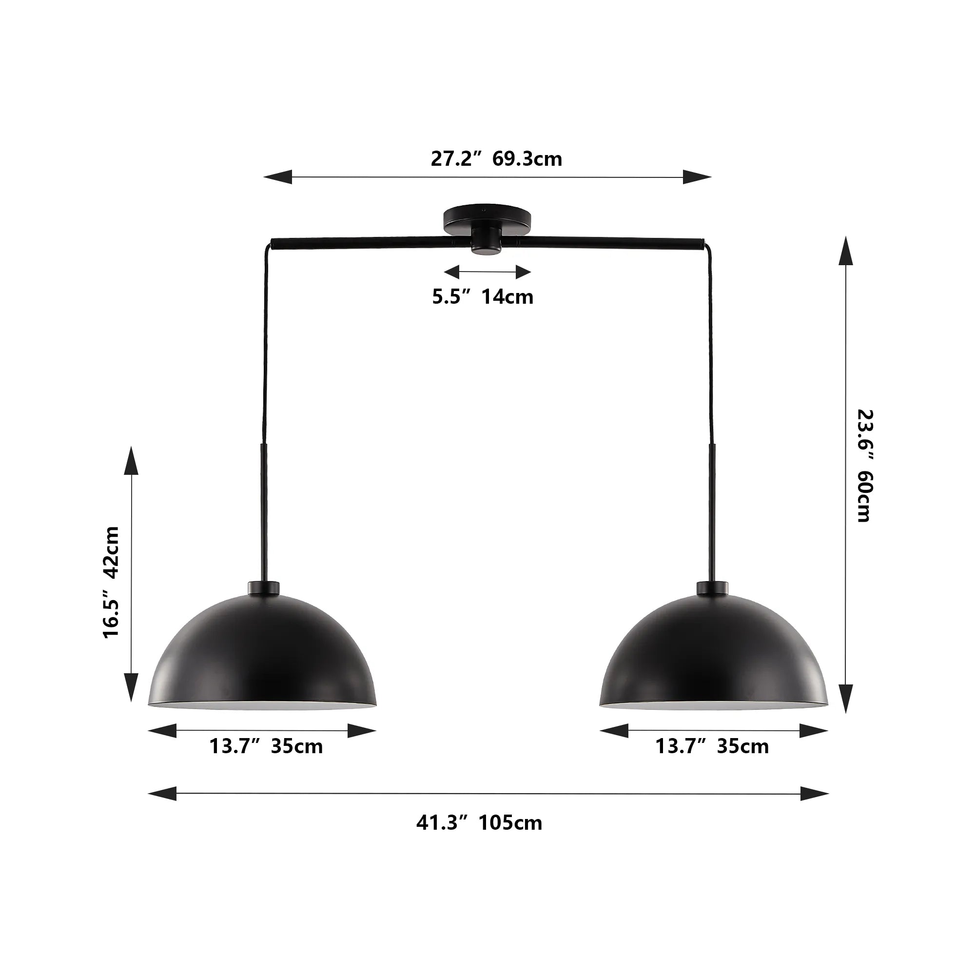 Modern Black Double Pendant Light