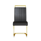 Modern Black PU Leather Dining Chair Set With High Back And C-shaped Base