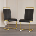 Modern Black PU Leather Dining Chair Set With High Back And C-shaped Base