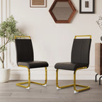 Modern Black PU Leather Dining Chair Set With High Back And C-shaped Base