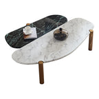 Modern 2 Tone Coffee Tables With Faux Marble Tabletop And Gold Metal Foot