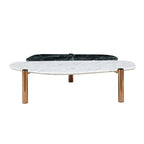Modern 2 Tone Coffee Tables With Faux Marble Tabletop And Gold Metal Foot