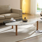 Modern 2 Tone Coffee Tables With Faux Marble Tabletop And Gold Metal Foot