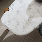 Modern 2 Tone Coffee Tables With Faux Marble Tabletop And Gold Metal Foot