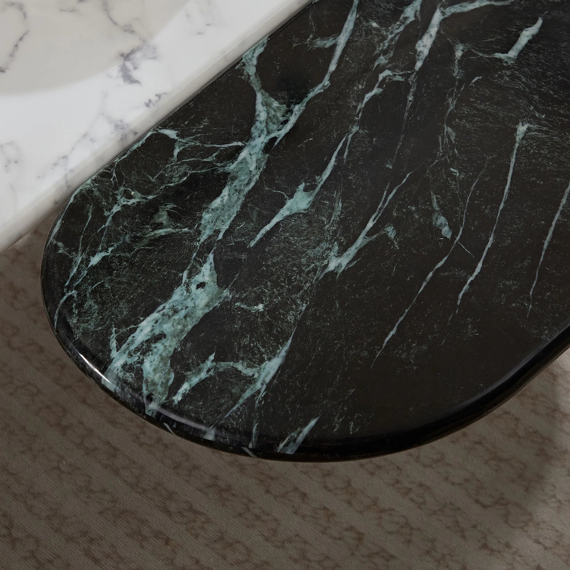 Modern 2 Tone Coffee Tables With Faux Marble Tabletop And Gold Metal Foot