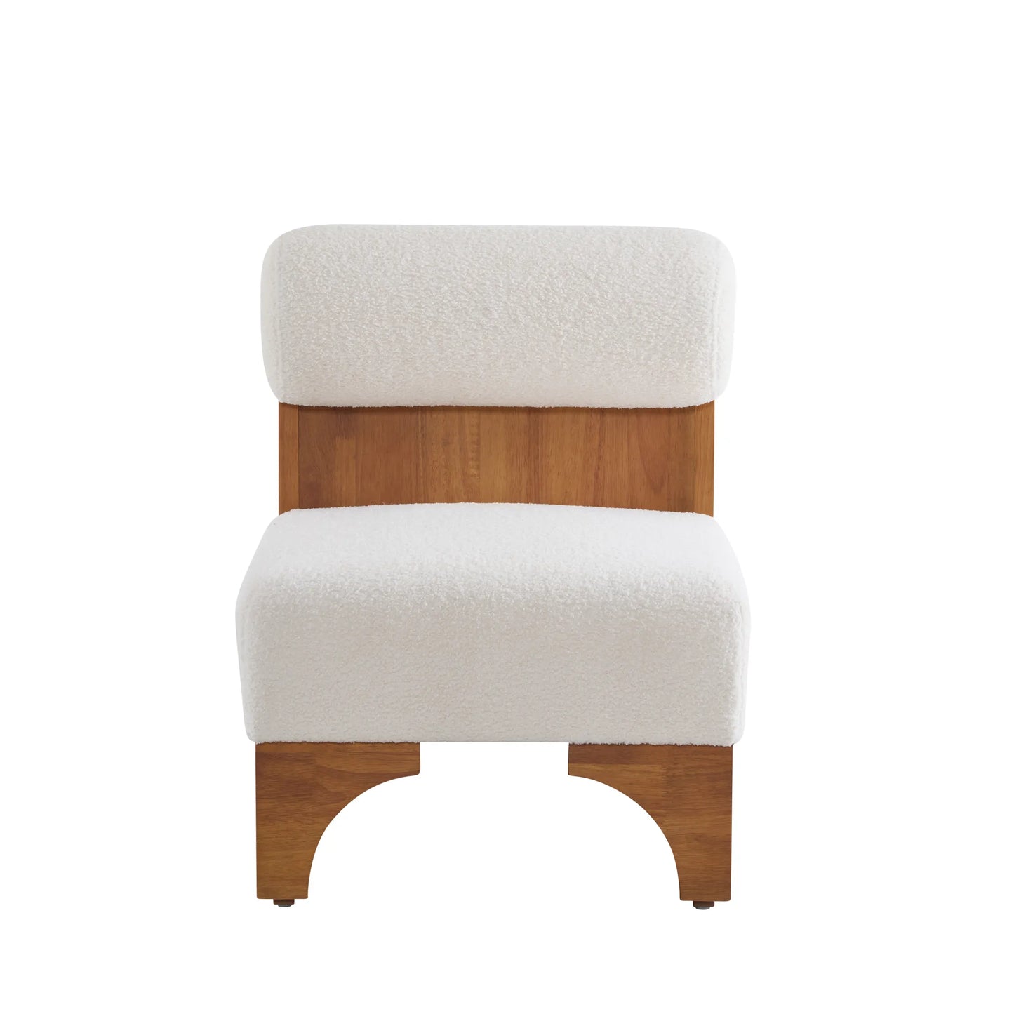 Modern Boucle Soft Lounge Accent Chair with Solid Wood Frame and Rolled Backrest