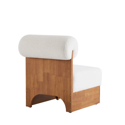 Modern Boucle Soft Lounge Accent Chair with Solid Wood Frame and Rolled Backrest
