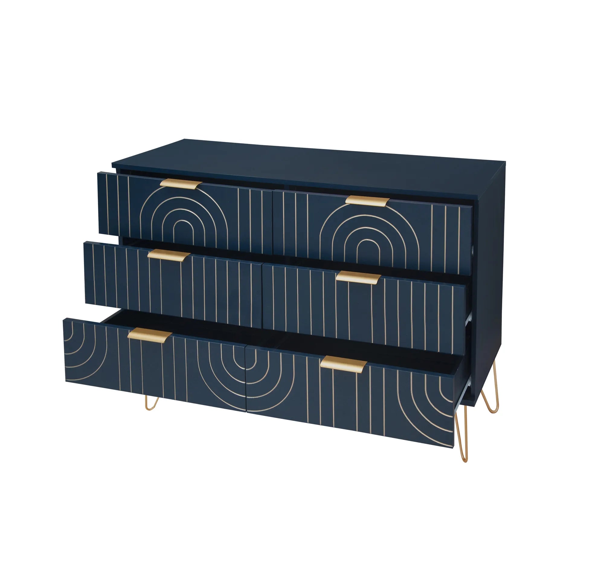 Modern Carving Design 6 Drawer Storage Sideboard Cabinet