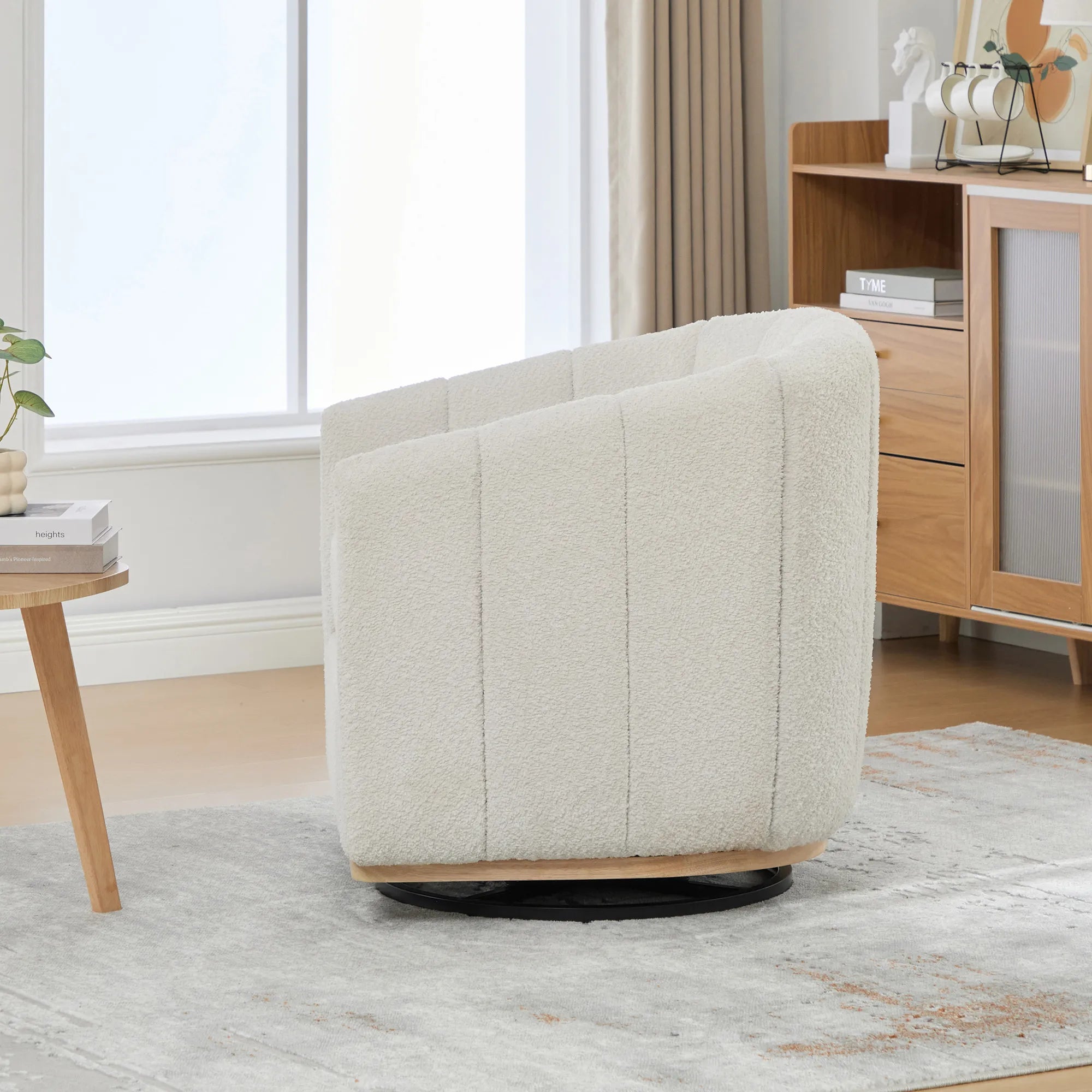 Modern Chenille 360° Swivel Barrel Chair