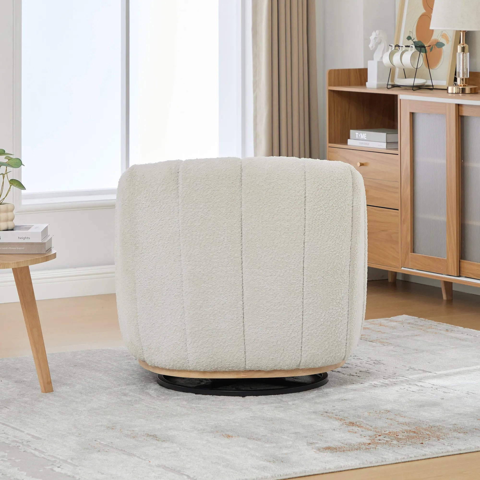 Modern Chenille 360° Swivel Barrel Chair