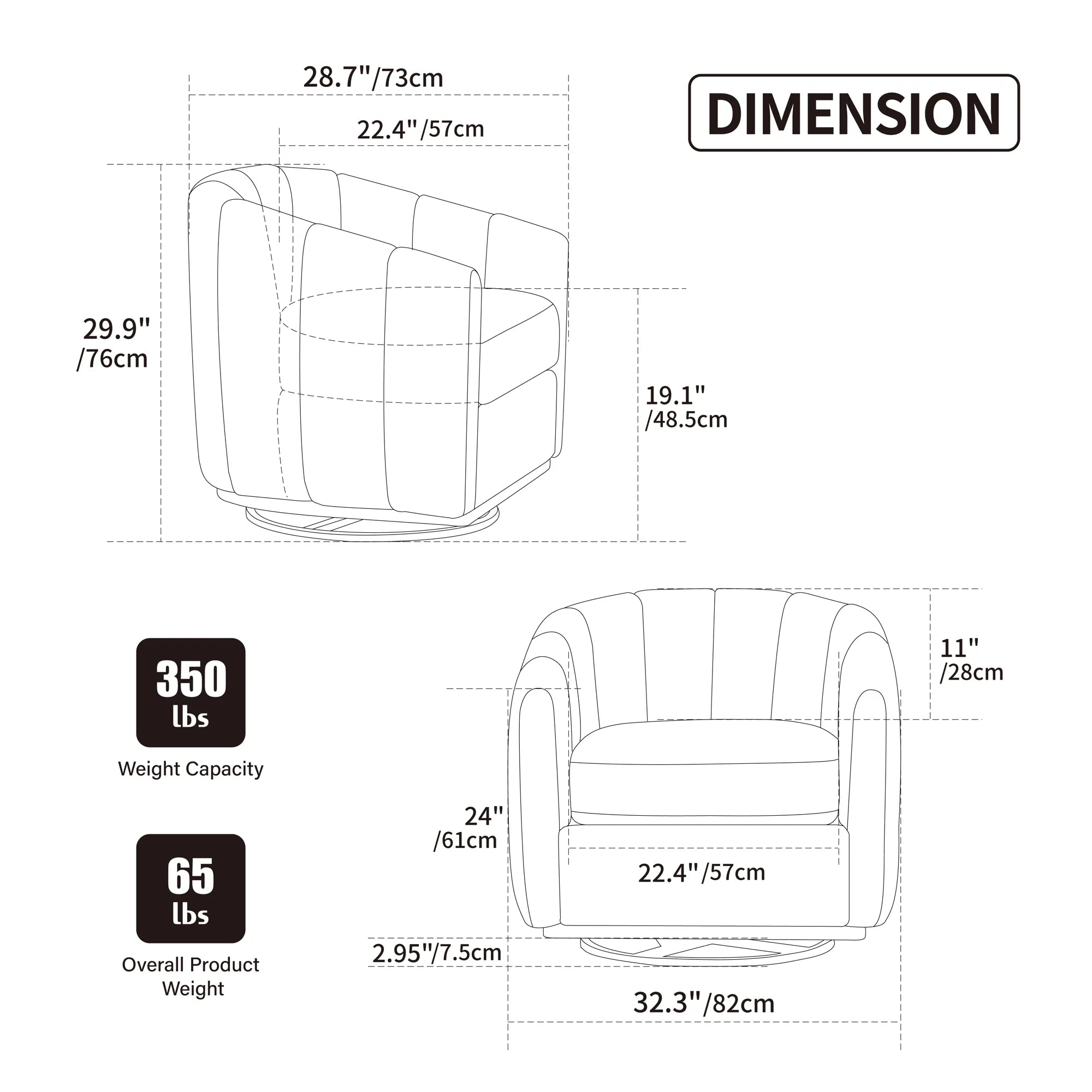 Modern Chenille 360° Swivel Barrel Chair
