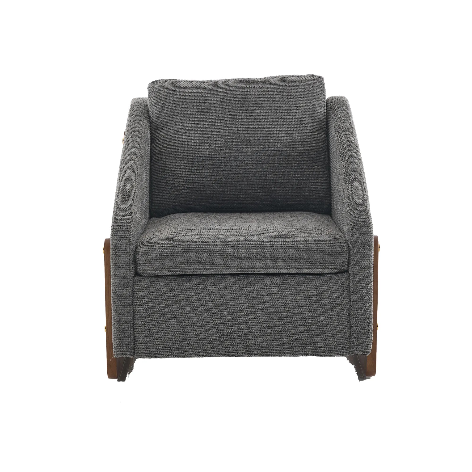 Modern Chenille Fabric Accent Chair with Wooden Side Frame