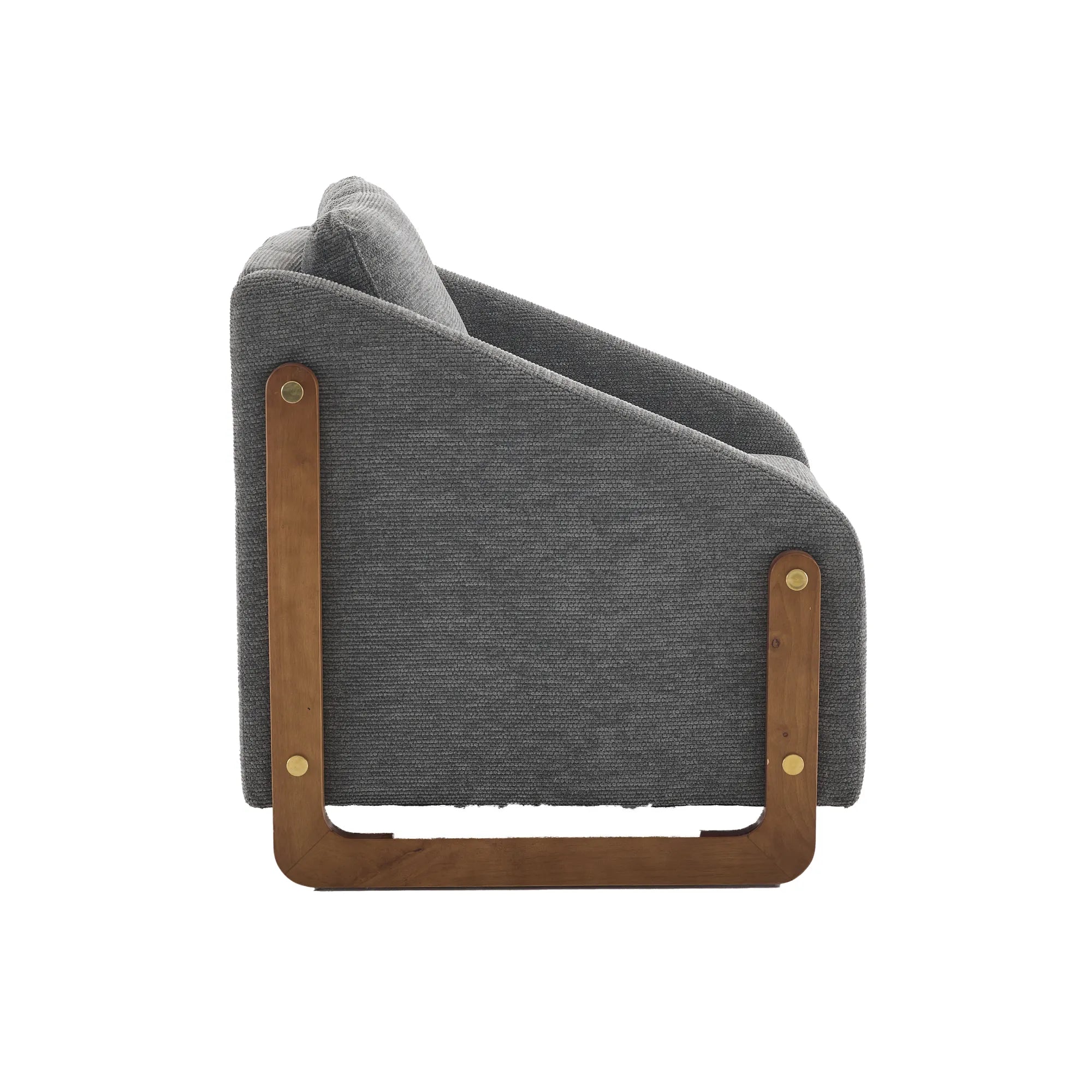 Modern Chenille Fabric Accent Chair with Wooden Side Frame