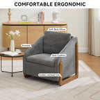 Modern Chenille Fabric Accent Chair with Wooden Side Frame