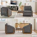 Modern Chenille Fabric Accent Chair with Wooden Side Frame