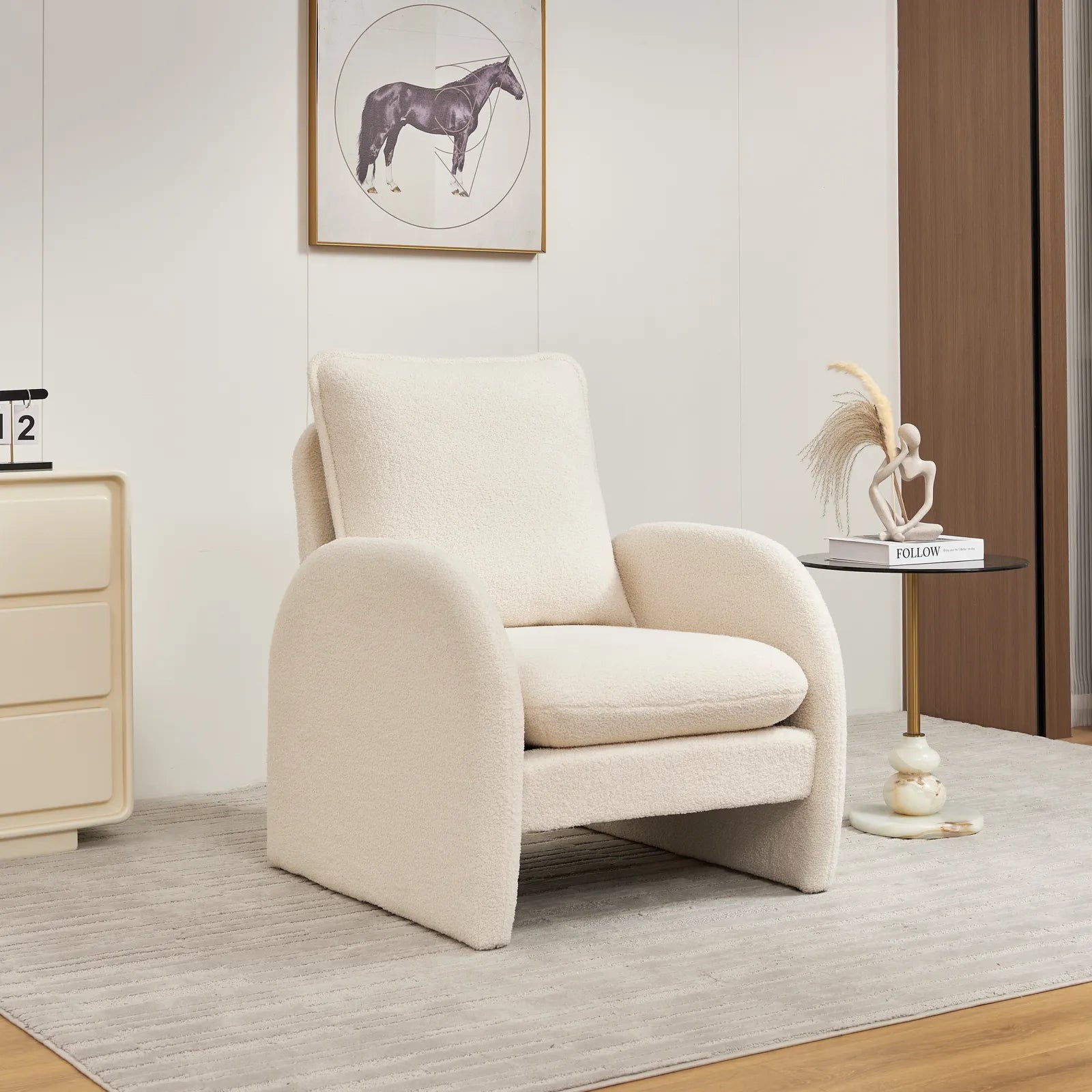Modern Comfortable Sherpa Accent Chair, Armchair