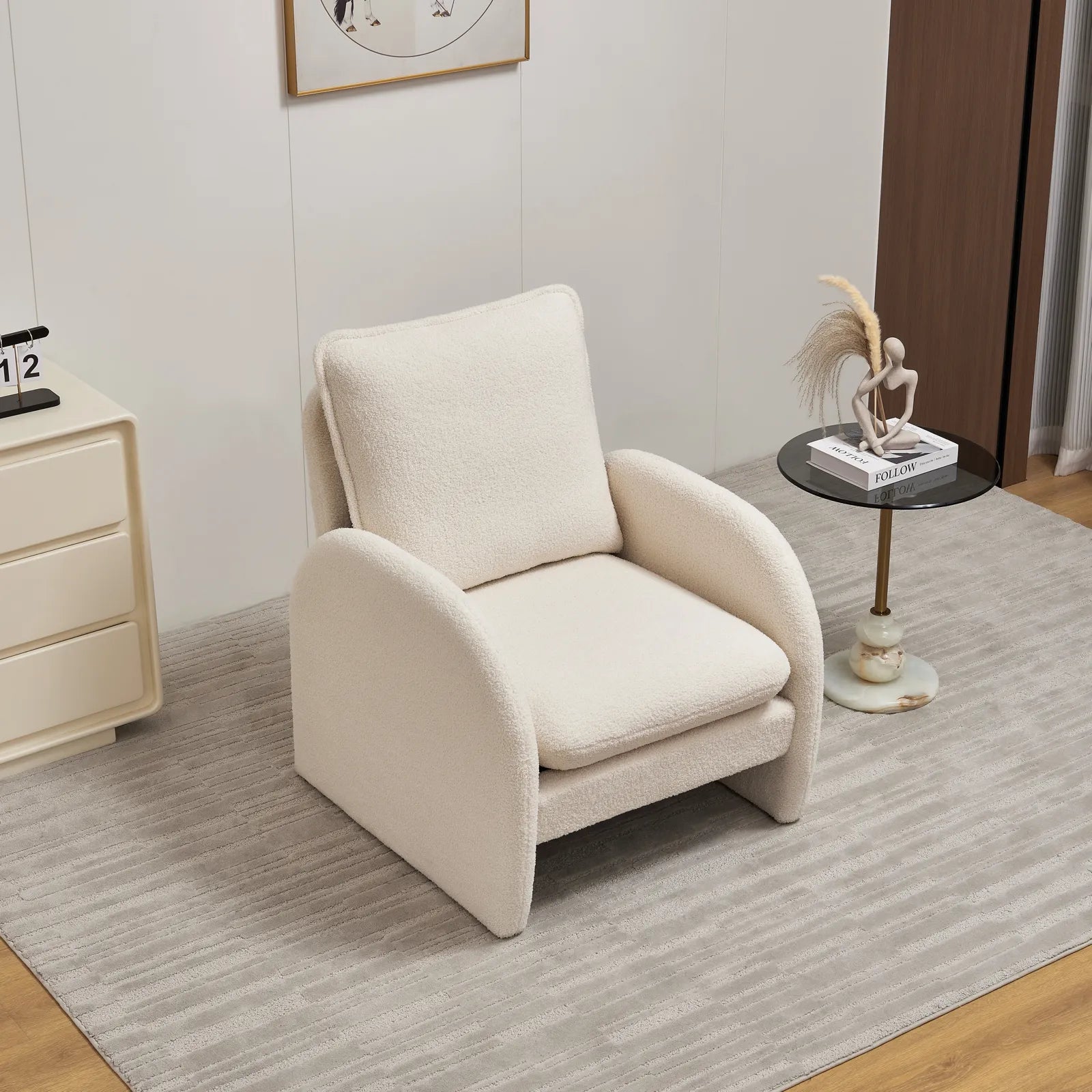 Modern Comfortable Sherpa Accent Chair, Armchair