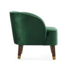 Velvet Barrel Accent Chair With Wooden Legs