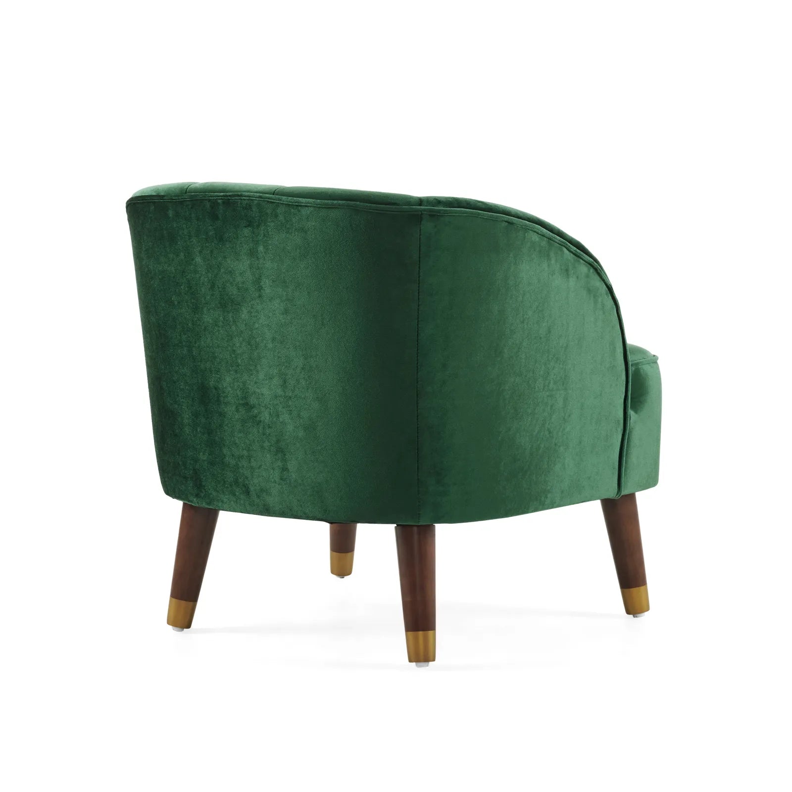 Velvet Barrel Accent Chair With Wooden Legs