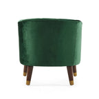 Velvet Barrel Accent Chair With Wooden Legs