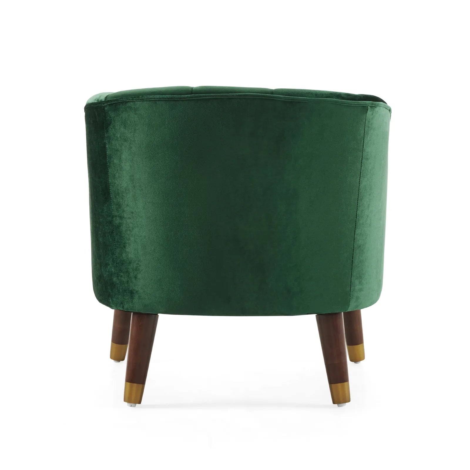 Velvet Barrel Accent Chair With Wooden Legs