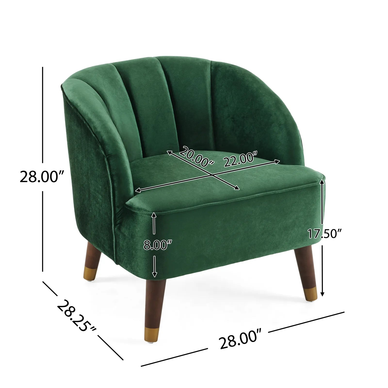 Velvet Barrel Accent Chair With Wooden Legs