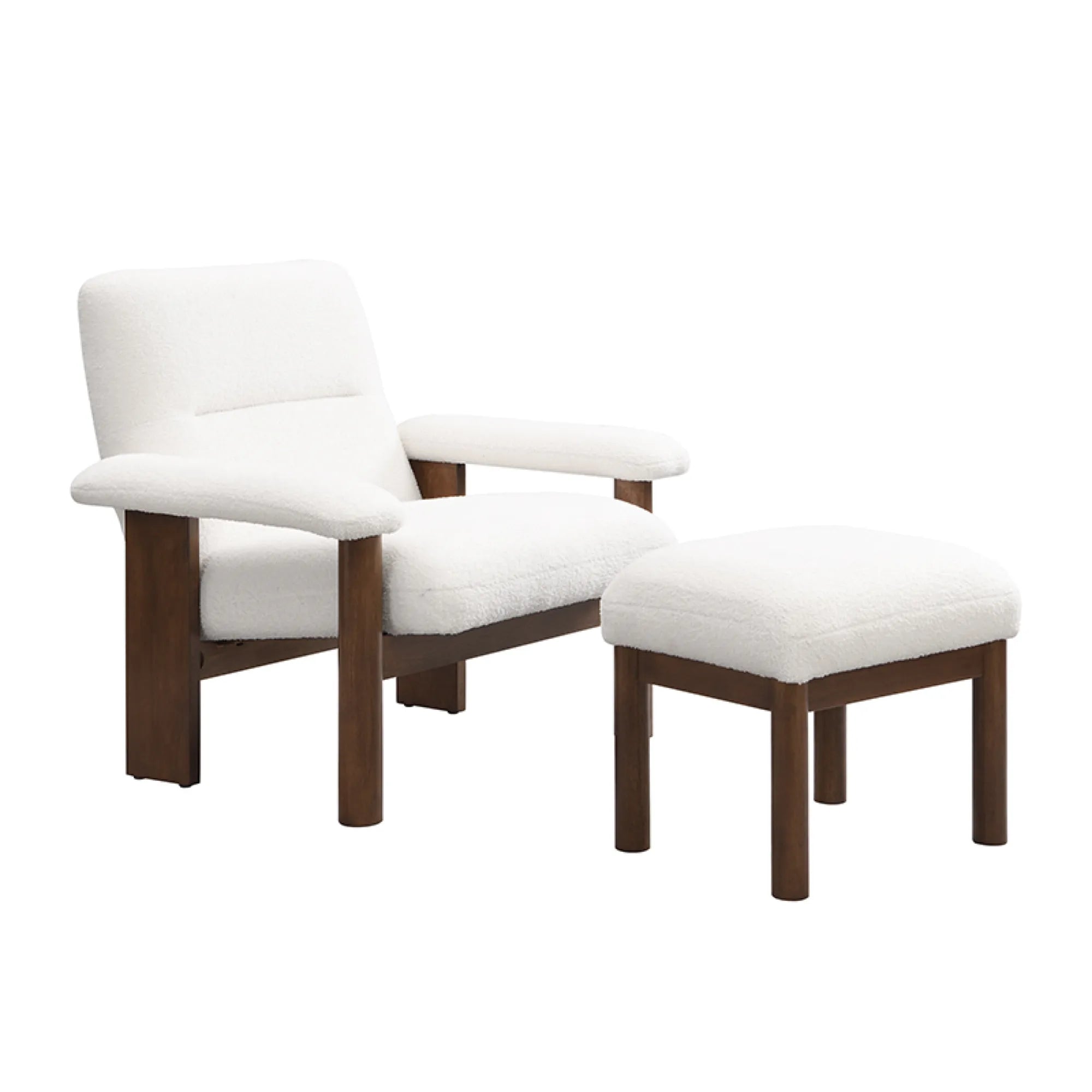 Modern Comfy Fabric Lounge Accent Chair with Footrest Ottoman