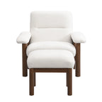 Modern Comfy Fabric Lounge Accent Chair with Footrest Ottoman