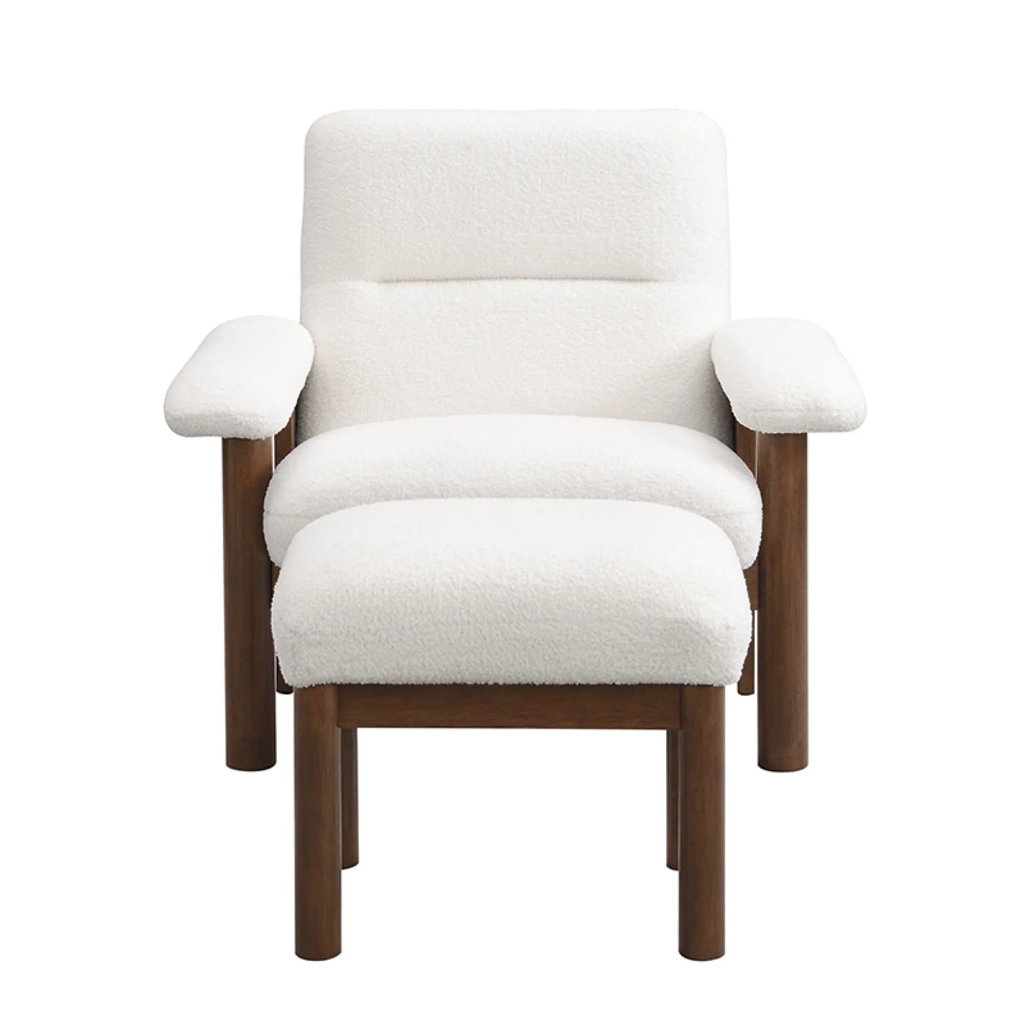 Modern Comfy Fabric Lounge Accent Chair with Footrest Ottoman