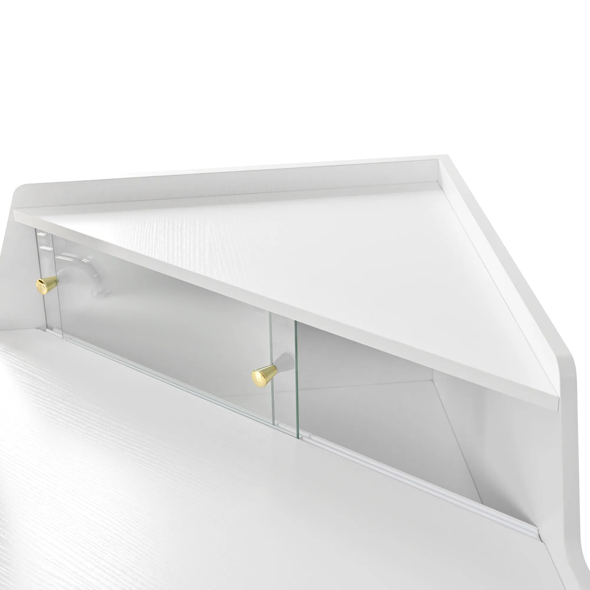 Modern Corner Market Vanity, with LED Mirror, Storage & Stool