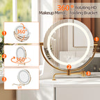 Modern Corner Market Vanity, with LED Mirror, Storage & Stool