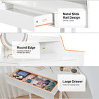 Modern Corner Market Vanity, with LED Mirror, Storage & Stool