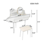 Modern Corner Market Vanity, with LED Mirror, Storage & Stool