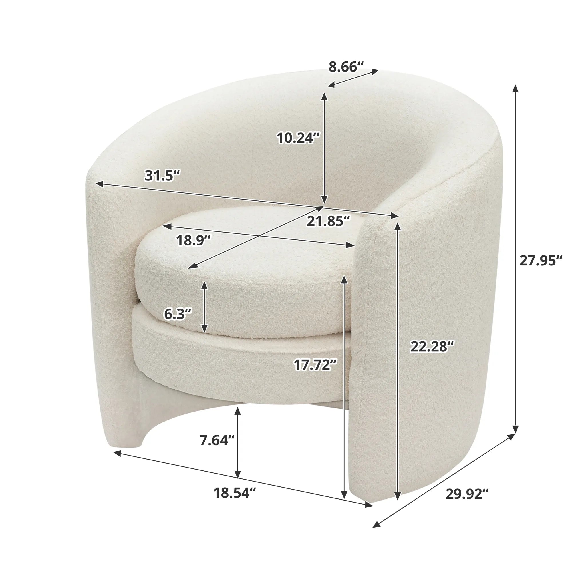 Modern Cozy Fabric Curved Back Accent Chair