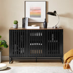 Modern Dresser with Slatted Grille Striped Doors