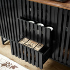 Modern Dresser with Slatted Grille Striped Doors