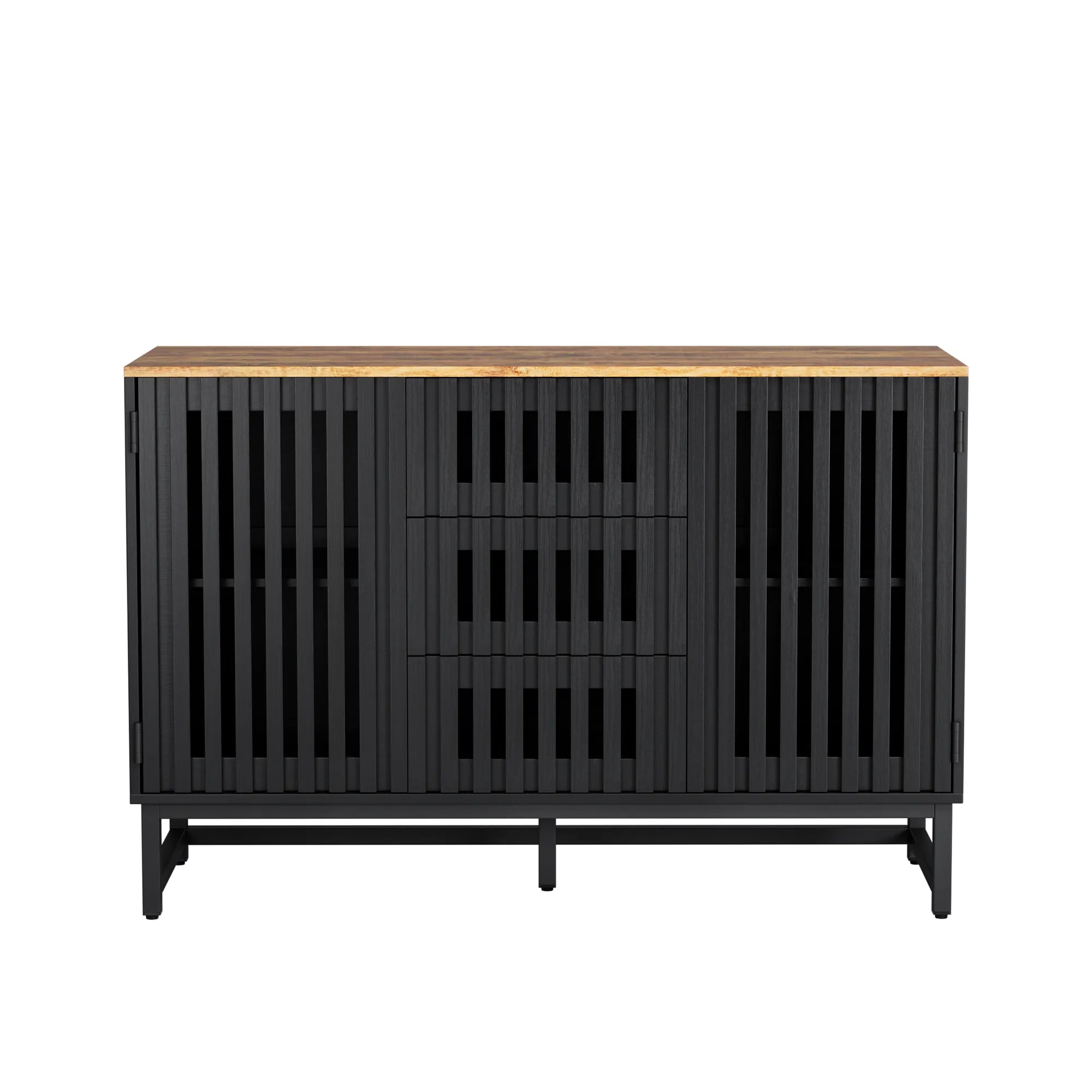 Modern Dresser with Slatted Grille Striped Doors
