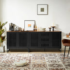 Modern Dresser with Slatted Grille Striped Doors