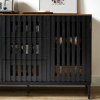 Modern Dresser with Slatted Grille Striped Doors