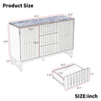 Modern Dresser with Slatted Grille Striped Doors