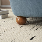 Modern Fabric Low Back Armless Accent Chair with Round Pine Wood Feet