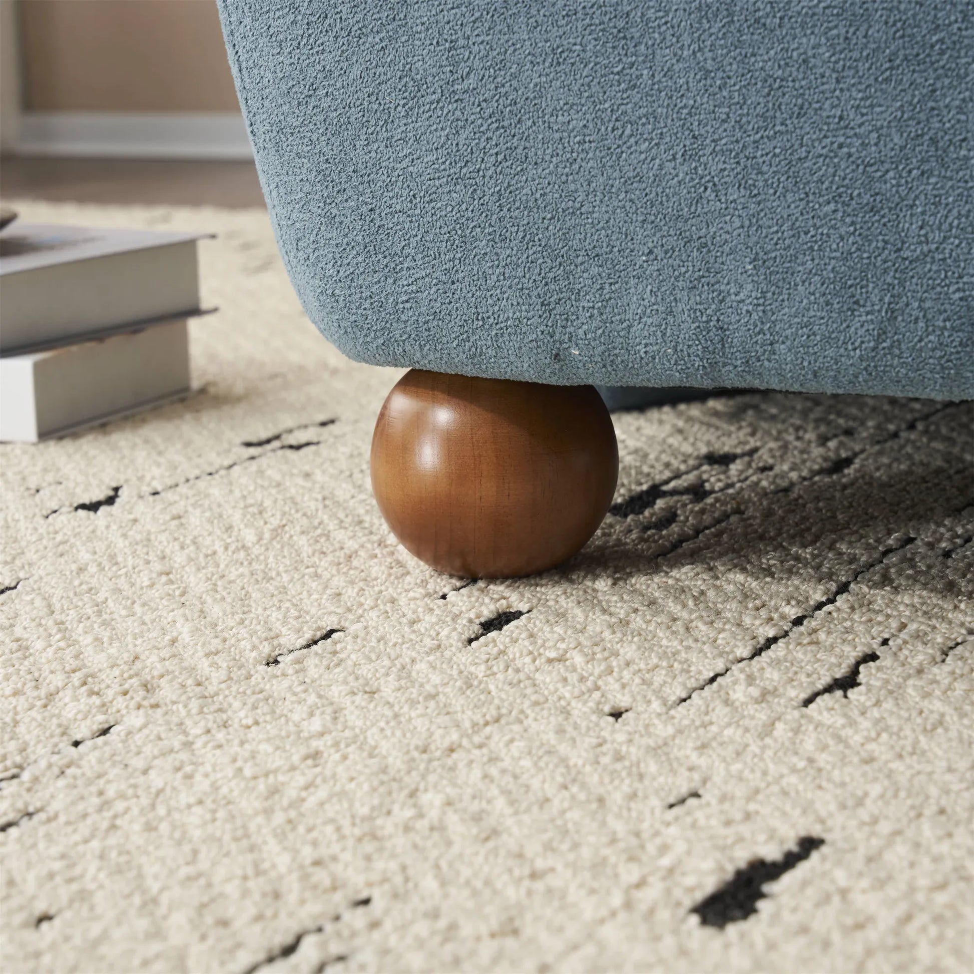 Modern Fabric Low Back Armless Accent Chair with Round Pine Wood Feet