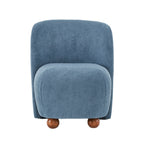 Modern Fabric Low Back Armless Accent Chair with Round Pine Wood Feet