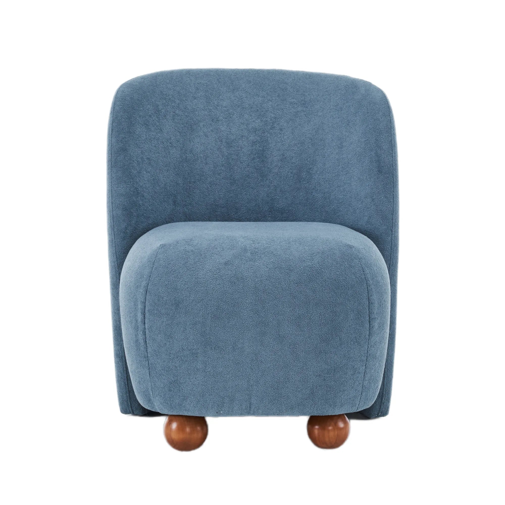 Modern Fabric Low Back Armless Accent Chair with Round Pine Wood Feet