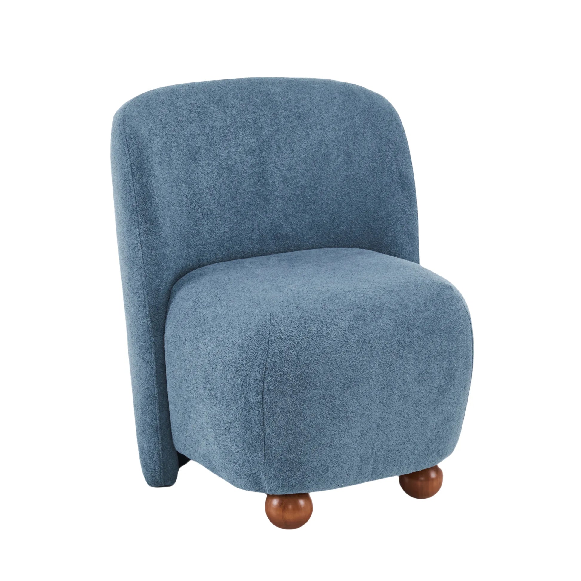 Modern Fabric Low Back Armless Accent Chair with Round Pine Wood Feet