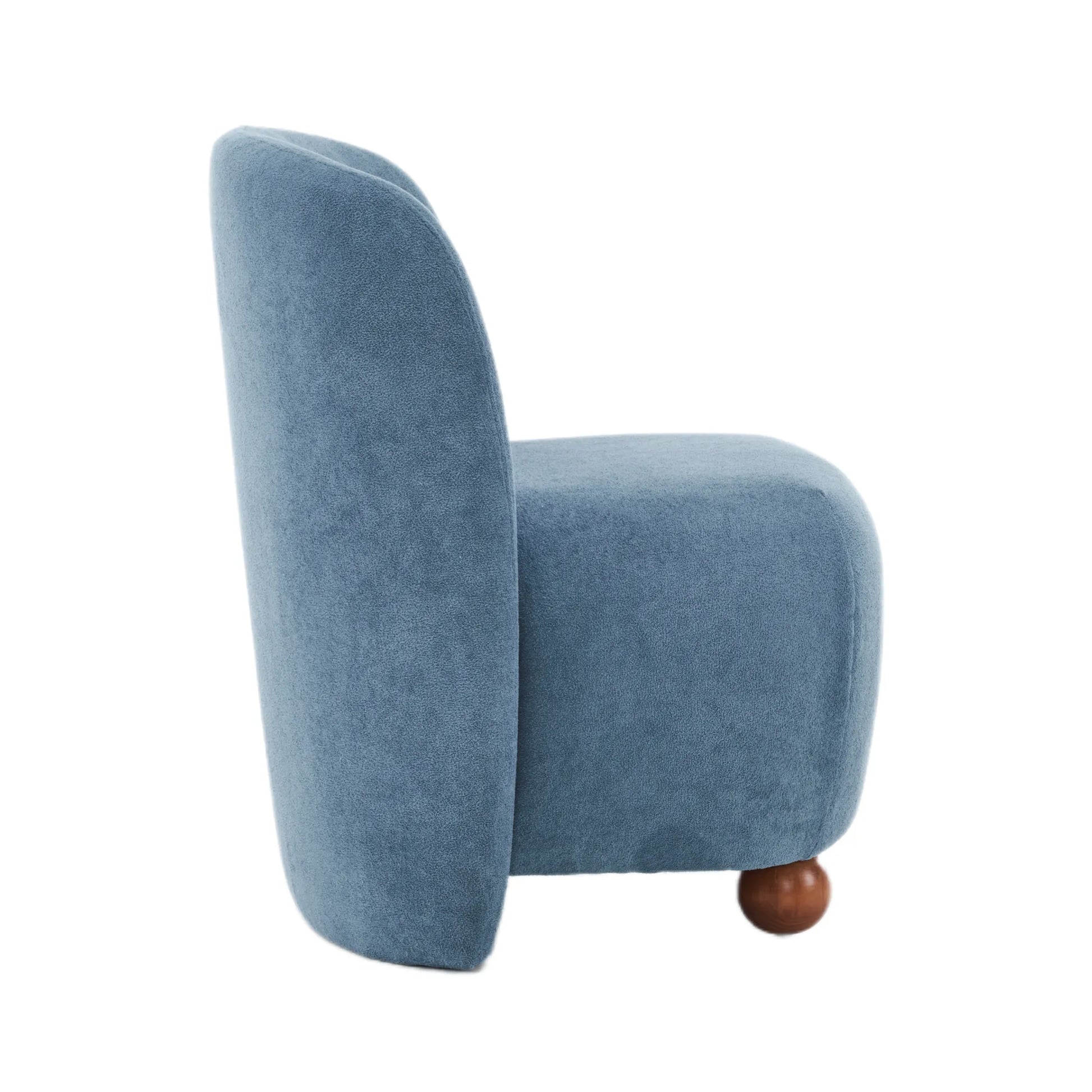 Modern Fabric Low Back Armless Accent Chair with Round Pine Wood Feet