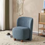 Modern Fabric Low Back Armless Accent Chair with Round Pine Wood Feet